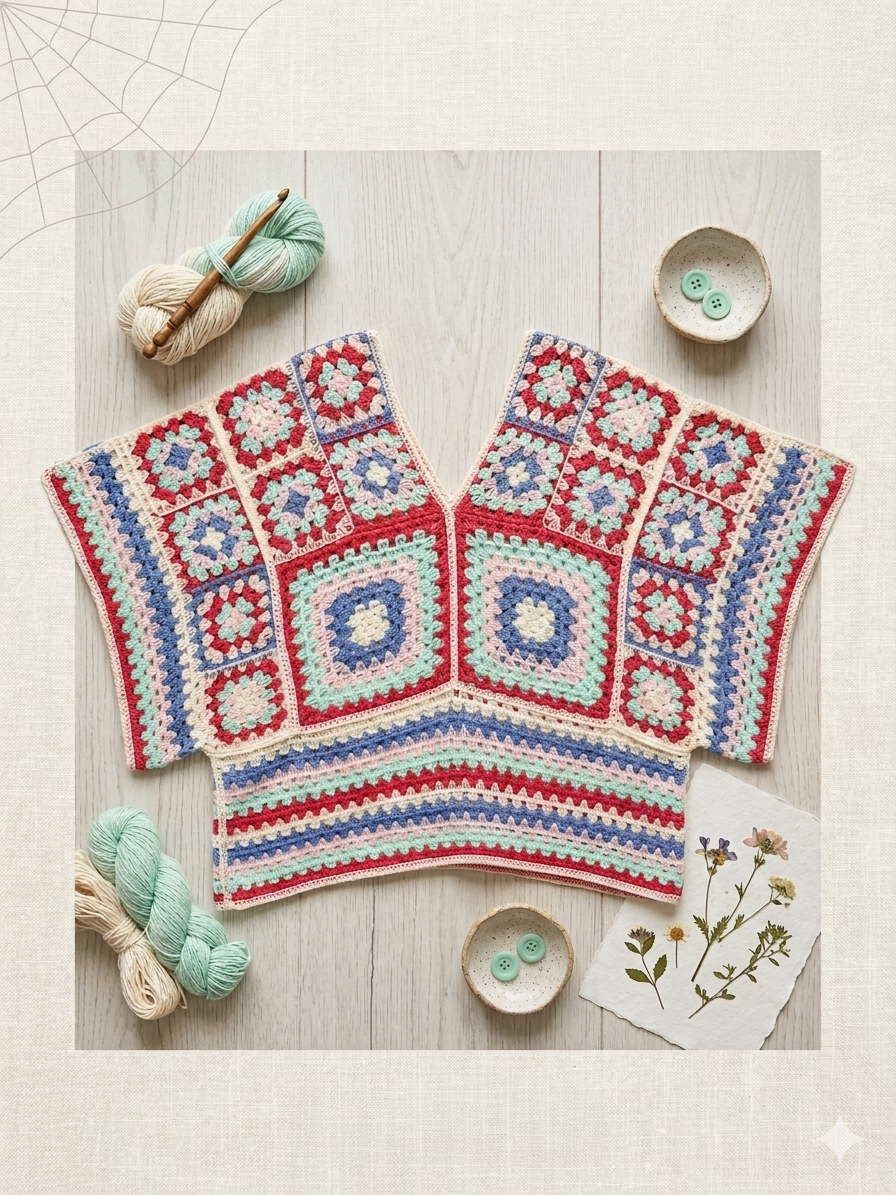 Jersey crochet cuadros para mujer de Lola y Cata